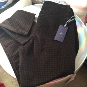 Houndstooth stretch corduroy skinny pants